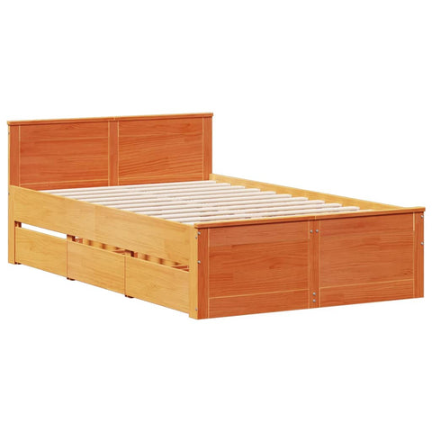 vidaXL Bookcase Bed without Mattress Wax Brown 135x190 cm Double Solid Wood Pine