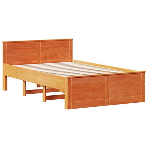 vidaXL Bookcase Bed without Mattress Wax Brown 135x190 cm Double Solid Wood Pine