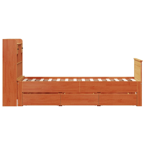 vidaXL Bookcase Bed without Mattress Wax Brown 90x190 cm Single Solid Wood Pine