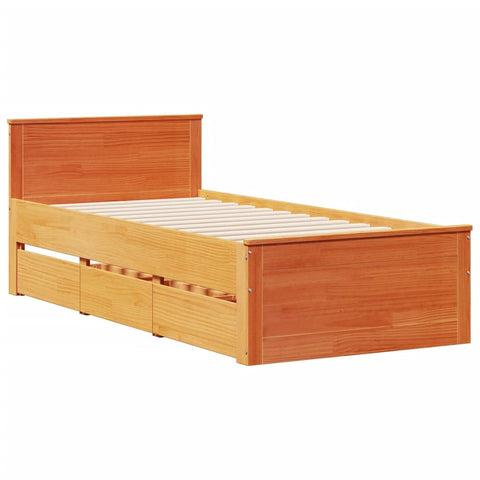 vidaXL Bookcase Bed without Mattress Wax Brown 90x190 cm Single Solid Wood Pine