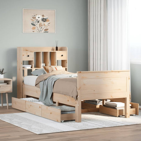 vidaXL Bookcase Bed without Mattress 75x190 cm Small Single Solid Wood Pine