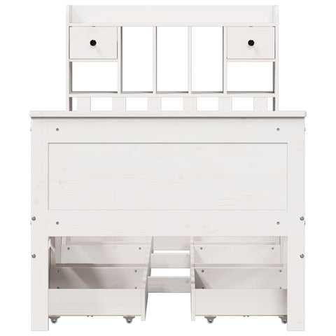 vidaXL Bookcase Bed without Mattress White 75x190 cm Small Single Solid Wood Pine