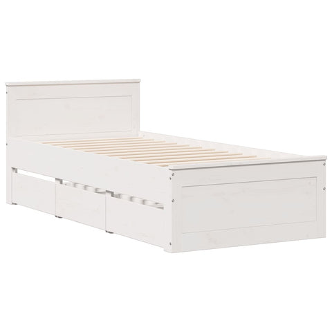 vidaXL Bookcase Bed without Mattress White 75x190 cm Small Single Solid Wood Pine