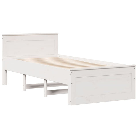 vidaXL Bookcase Bed without Mattress White 75x190 cm Small Single Solid Wood Pine