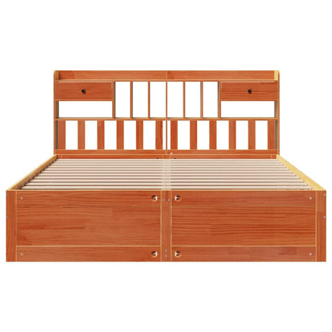 vidaXL Bookcase Bed without Mattress Wax Brown 180x200 cm Super King Solid Wood Pine