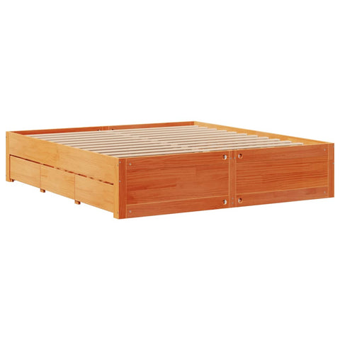 vidaXL Bookcase Bed without Mattress Wax Brown 180x200 cm Super King Solid Wood Pine