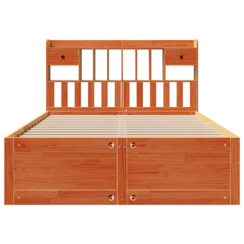 vidaXL Bookcase Bed without Mattress Wax Brown 160x200 cm Solid Wood Pine