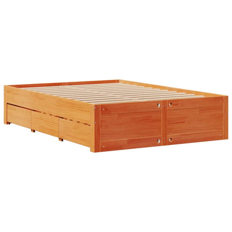 vidaXL Bookcase Bed without Mattress Wax Brown 160x200 cm Solid Wood Pine