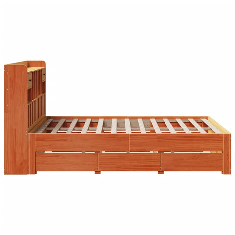 vidaXL Bookcase Bed without Mattress Wax Brown 160x200 cm Solid Wood Pine