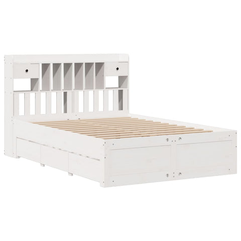vidaXL Bookcase Bed without Mattress White 150x200 cm King Size Solid Wood Pine