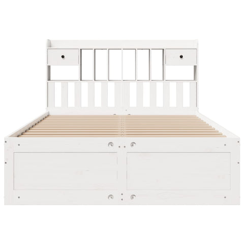vidaXL Bookcase Bed without Mattress White 150x200 cm King Size Solid Wood Pine