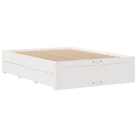 vidaXL Bookcase Bed without Mattress White 150x200 cm King Size Solid Wood Pine