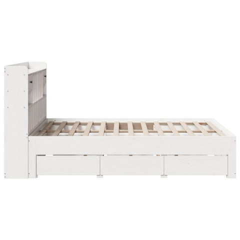 vidaXL Bookcase Bed without Mattress White 150x200 cm King Size Solid Wood Pine