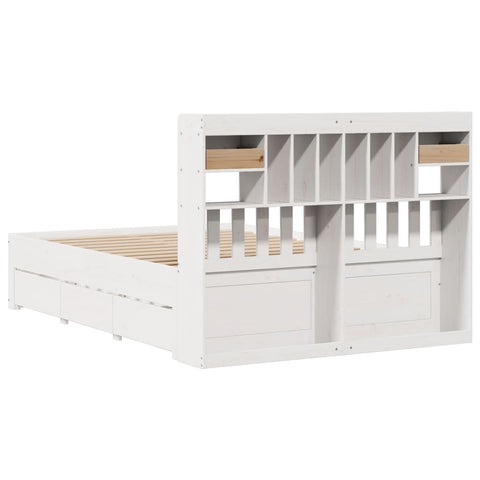 vidaXL Bookcase Bed without Mattress White 150x200 cm King Size Solid Wood Pine