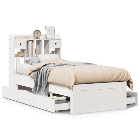 vidaXL Bookcase Bed without Mattress White 90x200 cm Solid Wood Pine