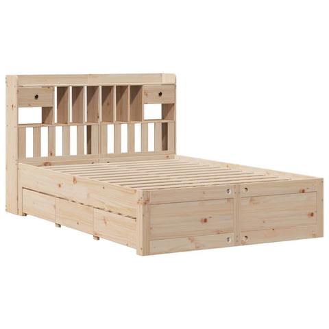 vidaXL Bookcase Bed without Mattress 140x190 cm Solid Wood Pine