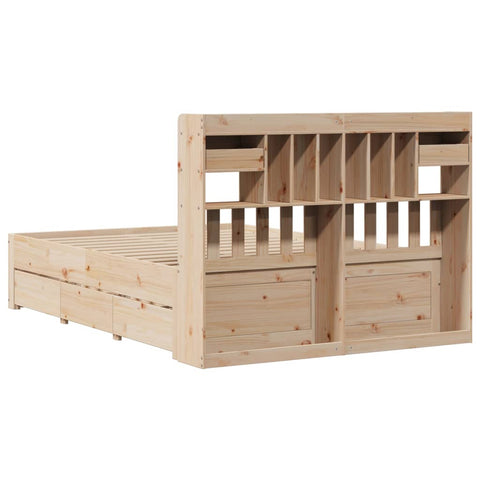 vidaXL Bookcase Bed without Mattress 140x190 cm Solid Wood Pine