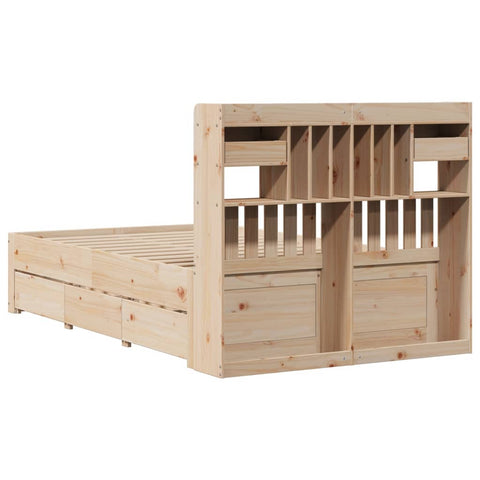 vidaXL Bookcase Bed without Mattress 135x190 cm Double Solid Wood Pine