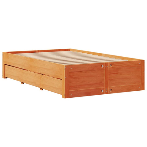 vidaXL Bookcase Bed without Mattress Wax Brown 135x190 cm Double Solid Wood Pine