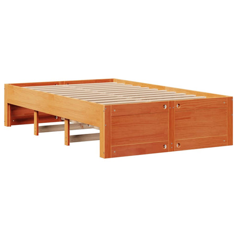 vidaXL Bookcase Bed without Mattress Wax Brown 135x190 cm Double Solid Wood Pine