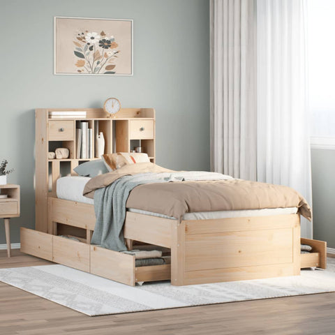 vidaXL Bookcase Bed without Mattress 90x190 cm Single Solid Wood Pine