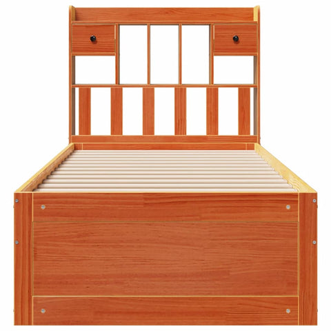 vidaXL Bookcase Bed without Mattress Wax Brown 75x190 cm Small Single Solid Wood Pine