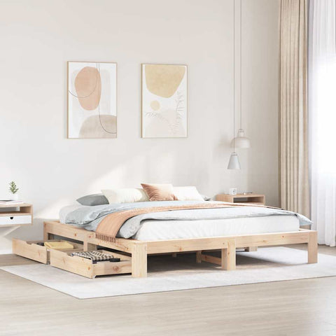 vidaXL Bed Frame without Mattress 200x200 cm Solid Wood Pine