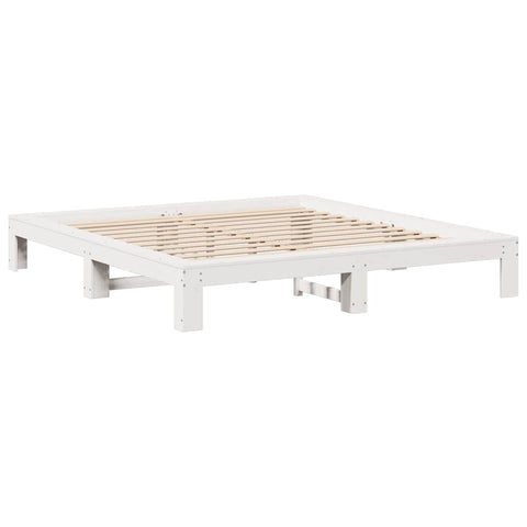 vidaXL Bed Frame without Mattress White 200x200 cm Solid Wood Pine
