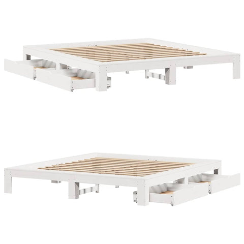 vidaXL Bed Frame without Mattress White 180x200 cm Super King Solid Wood Pine