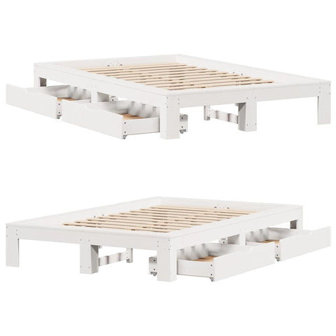 vidaXL Bed Frame without Mattress White 120x200 cm Solid Wood Pine