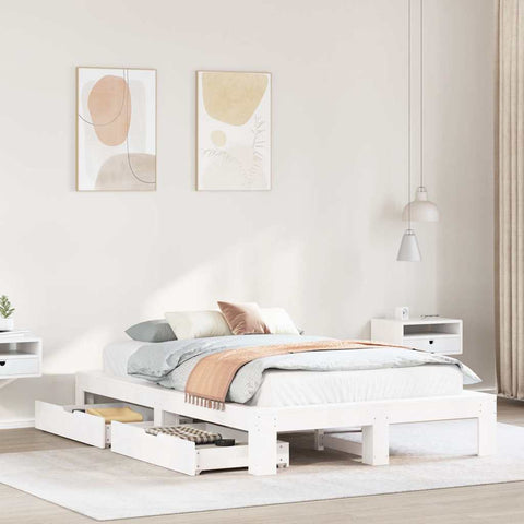 vidaXL Bed Frame without Mattress White 120x200 cm Solid Wood Pine