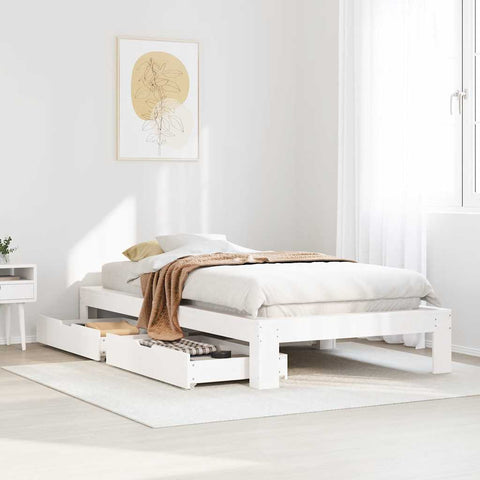 vidaXL Bed Frame without Mattress White 90x200 cm Solid Wood Pine
