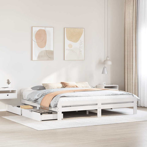 vidaXL Bed frame without Mattress White 200x200 cm Solid Wood Pine