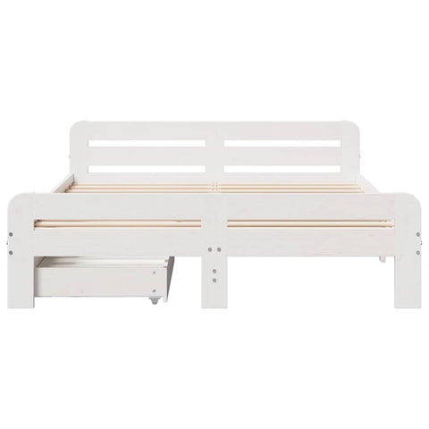 vidaXL Bed frame without Mattress White 150x200 cm King Size Solid Wood Pine