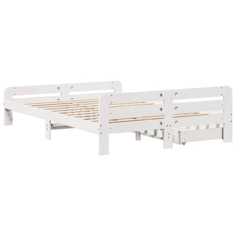 vidaXL Bed frame without Mattress White 150x200 cm King Size Solid Wood Pine