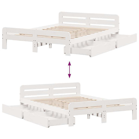 vidaXL Bed frame without Mattress White 150x200 cm King Size Solid Wood Pine