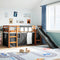 vidaXL Kids' Loft Bed with Curtains White&Black 80x200 cm Solid Wood Pine