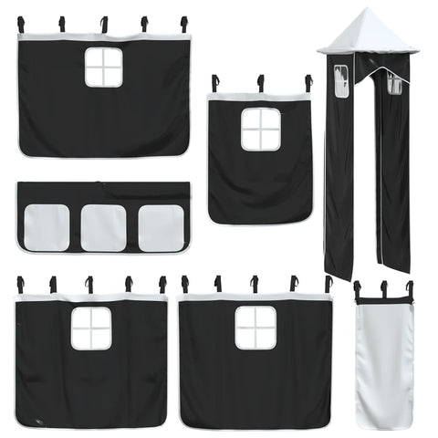 vidaXL Kids' Loft Bed with Tower White&Black 80x200 cm Solid Wood Pine