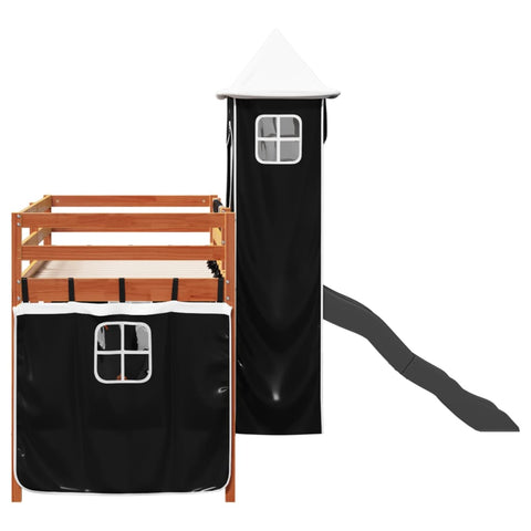 vidaXL Kids' Loft Bed with Tower White&Black 80x200 cm Solid Wood Pine