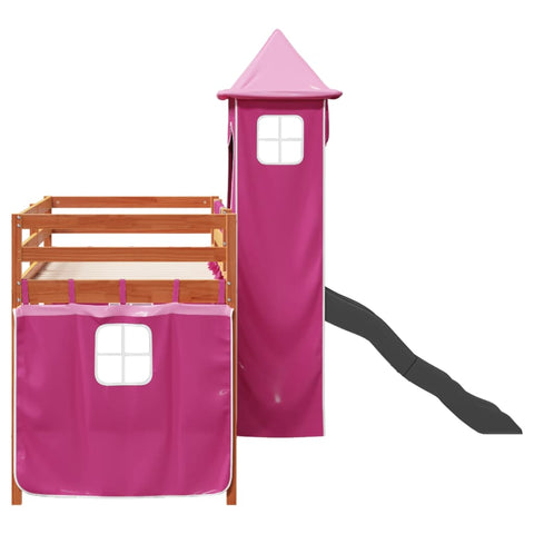 vidaXL Kids' Loft Bed with Tower Pink 80x200 cm Solid Wood Pine