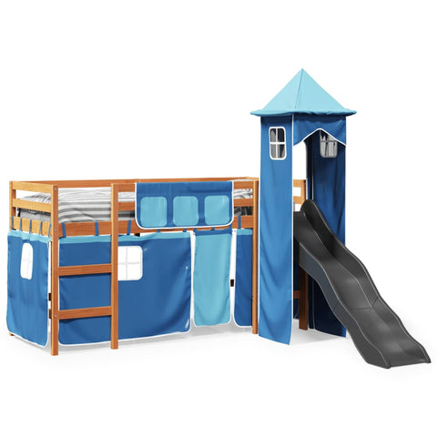 vidaXL Kids' Loft Bed with Tower Blue 90x190 cm Solid Wood Pine