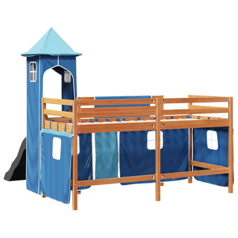 vidaXL Kids' Loft Bed with Tower Blue 90x190 cm Solid Wood Pine