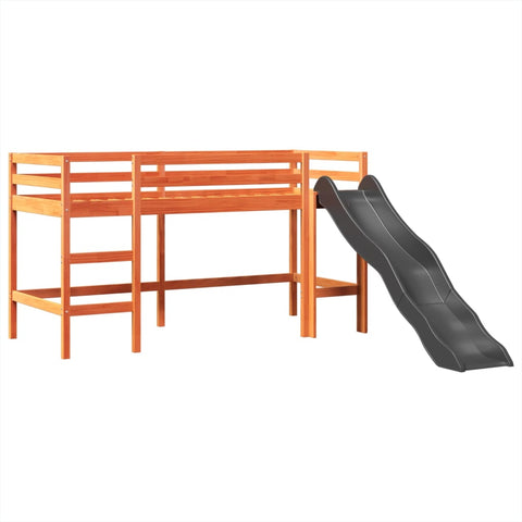 vidaXL Kids' Loft Bed with Tower White&Black 80x200 cm Solid Wood Pine
