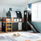 vidaXL Kids' Loft Bed with Tower White&Black 80x200 cm Solid Wood Pine