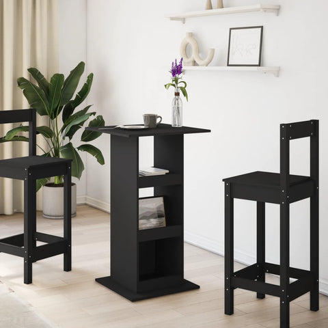 vidaXL Bar Table with Storage Black 60x60x102 cm Engineered Wood