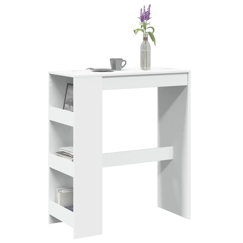 vidaXL Bar Table with Racks White 90x40x103.5 cm Engineered Wood