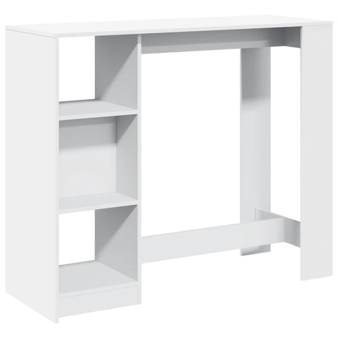 vidaXL Bar Table with Shelf White 124x46x103.5 cm Engineered Wood