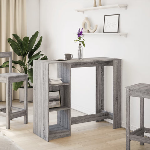 vidaXL Bar Table with Shelf Grey Sonoma 124x46x103.5 cm Engineered Wood
