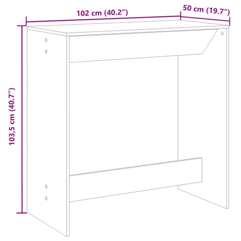 vidaXL Bar Table White 102x50x103.5 cm Engineered Wood