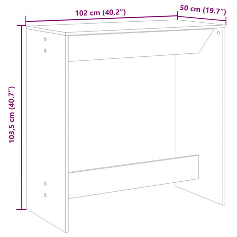 vidaXL Bar Table Smoked Oak 102x50x103.5 cm Engineered Wood